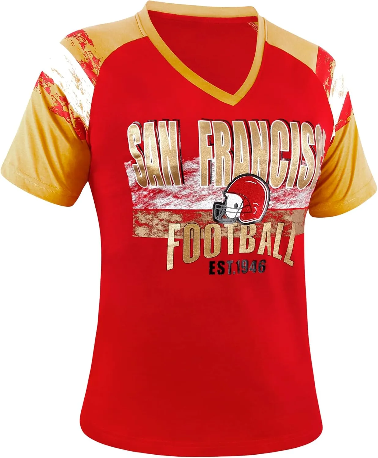 Womens Football Fans V Neck City Raglan T-Shirts