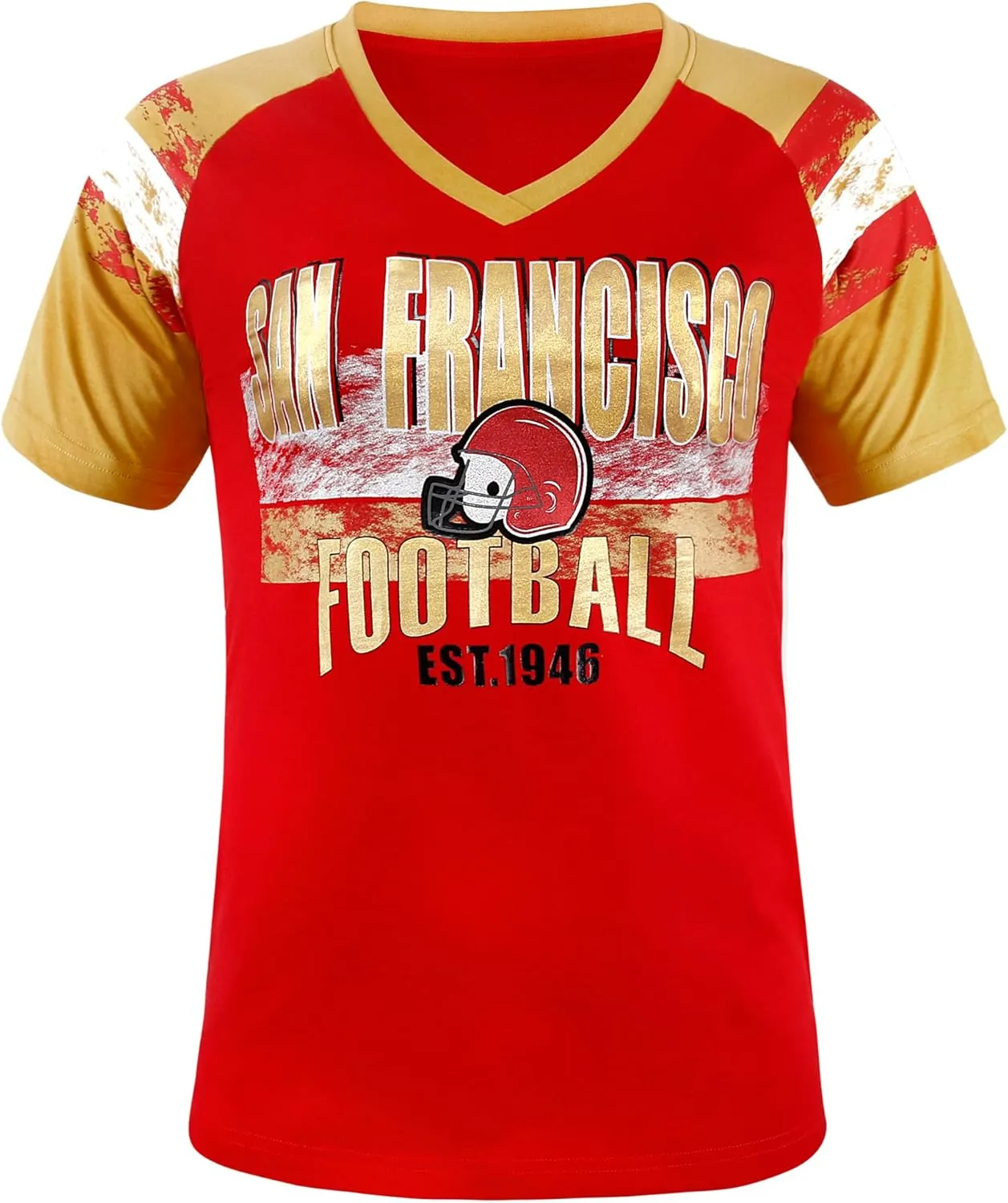 Womens Football Fans V Neck City Raglan T-Shirts