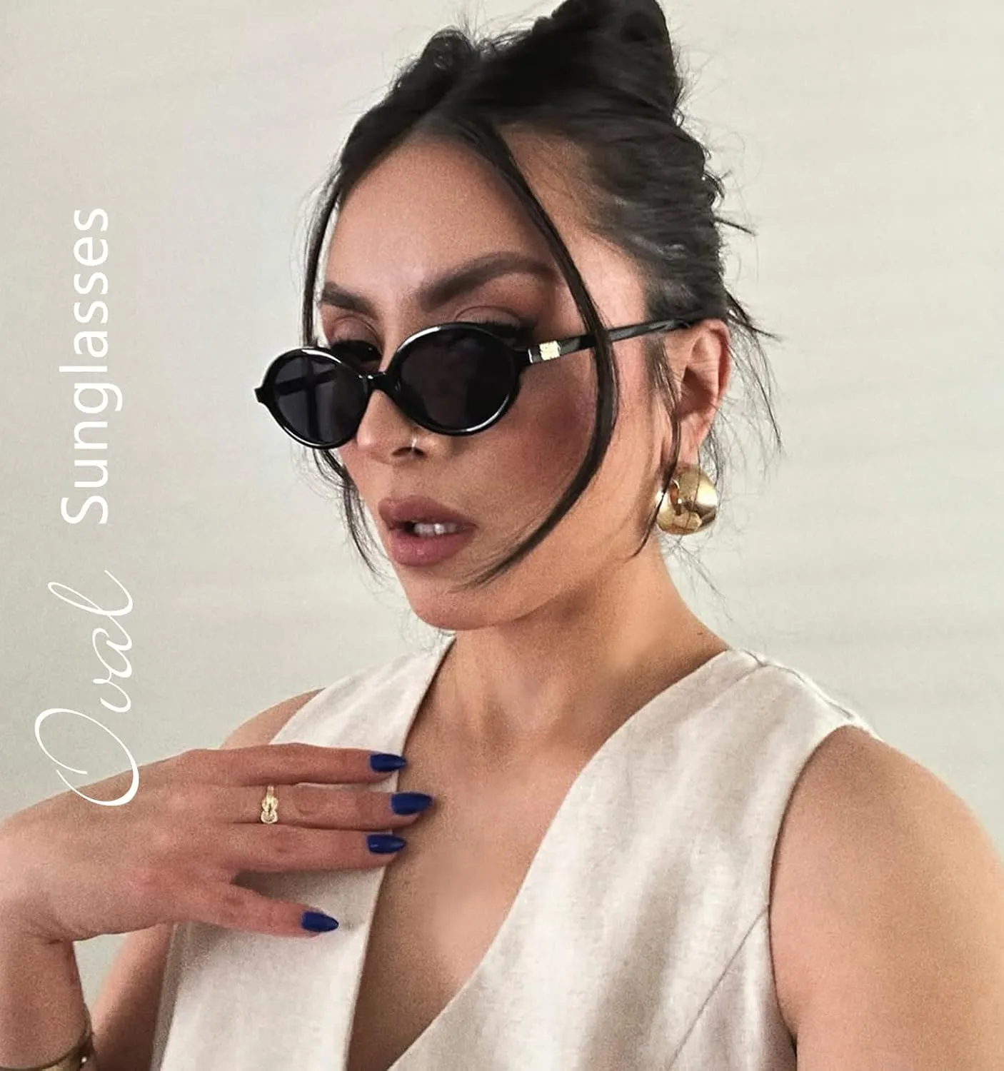 WOWSUN Retro Oval Sunglasses Womens Trendy Sun Glasses Sunnies UV400 Protection