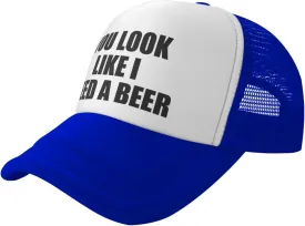 You Look Like I Need A Beer Funny Adjustable Mesh Trucker Hat for Adults Unisex Classic Hats Fishing Caps Black