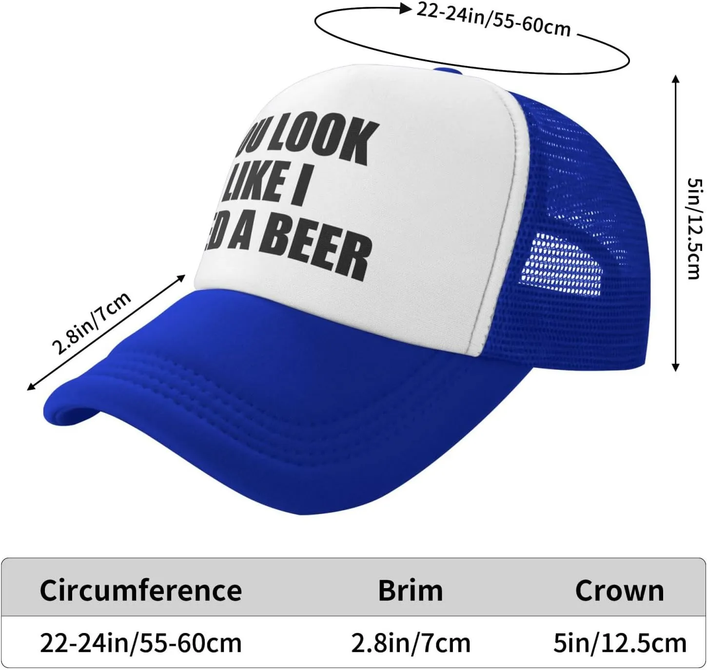 You Look Like I Need A Beer Funny Adjustable Mesh Trucker Hat for Adults Unisex Classic Hats Fishing Caps Black