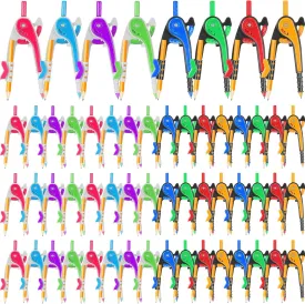 Zonon Student Math Geometry Compass Bulk 6 Inch Plastic Drawing Compass with Pencils Bright Color Precision Tool Back to School Supplies(48 Pcs)